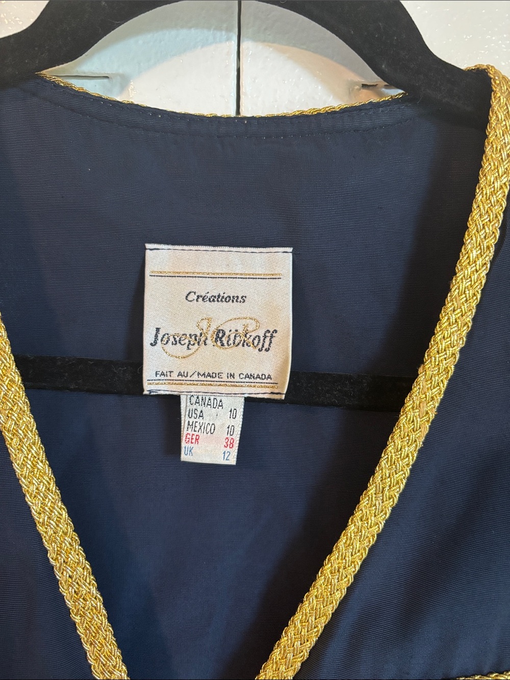 Joseph Ribkoff Navy Gold Trim Midi Dress | Luxury Metallic Braid | Size 10 - Picture 3 of 16